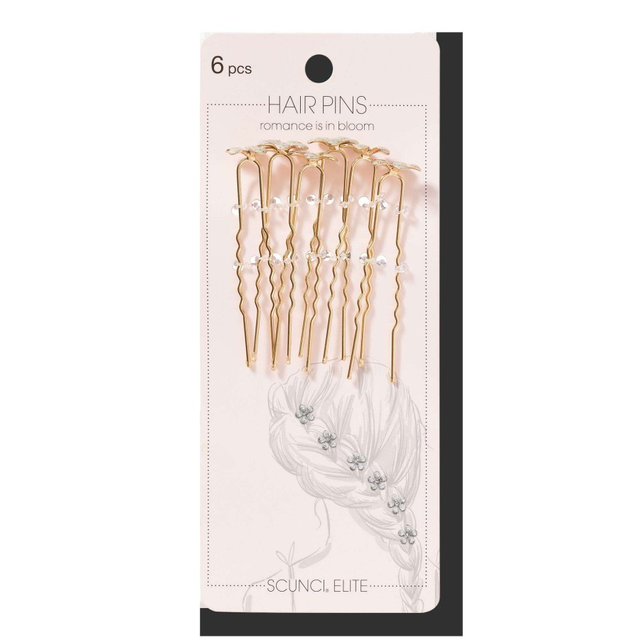 Accessories * | Gold And White Hairpin Set Scunci Fashion