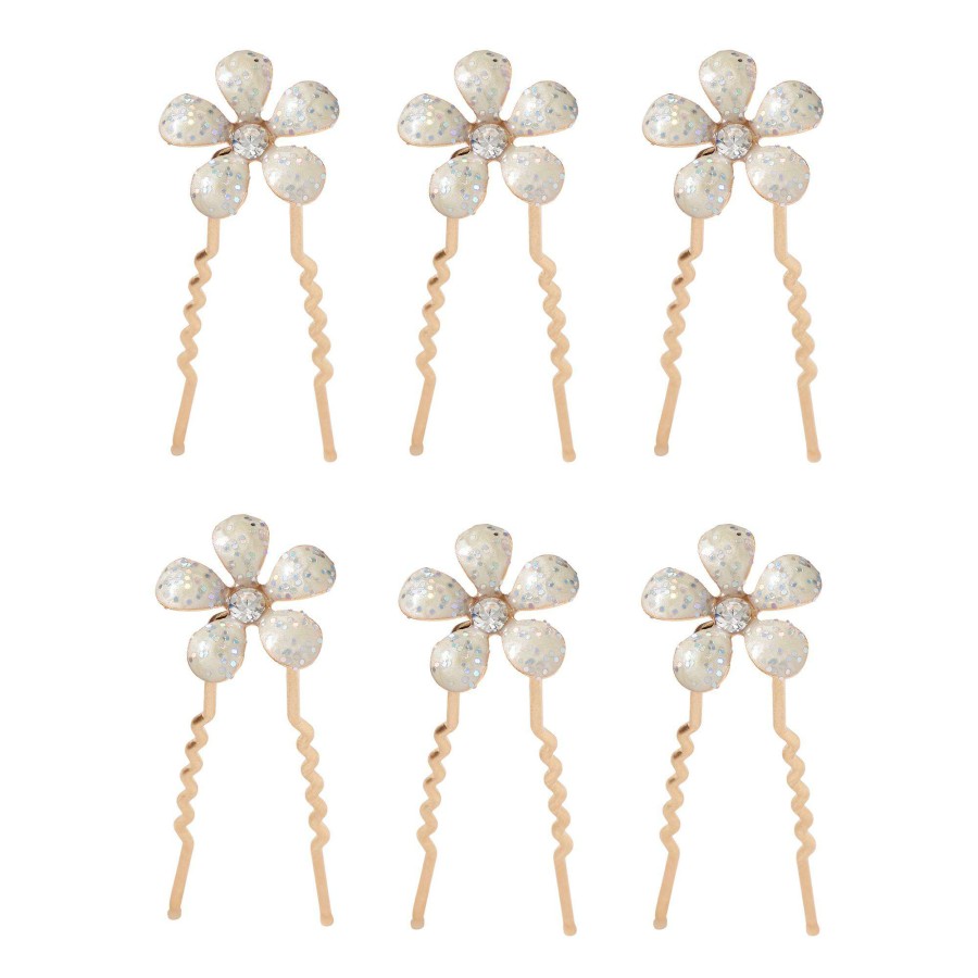 Accessories * | Gold And White Hairpin Set Scunci Fashion