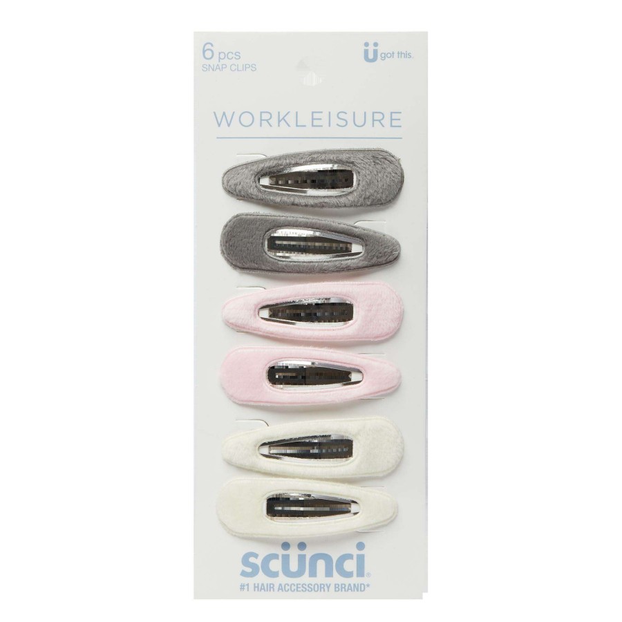 Accessories * | Work + Play Velour-Covered Snap Clips Scunci Cheap Online