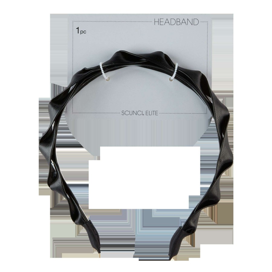 Accessories * | Elite Faux Leather Headband Scunci Cheap Online