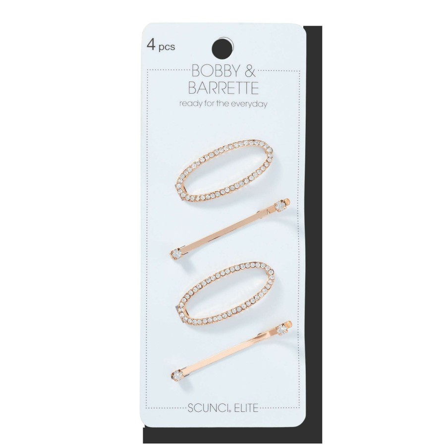 Accessories * | Gold Crystal Bobby Pin & Barrette Set Scunci Large Choice