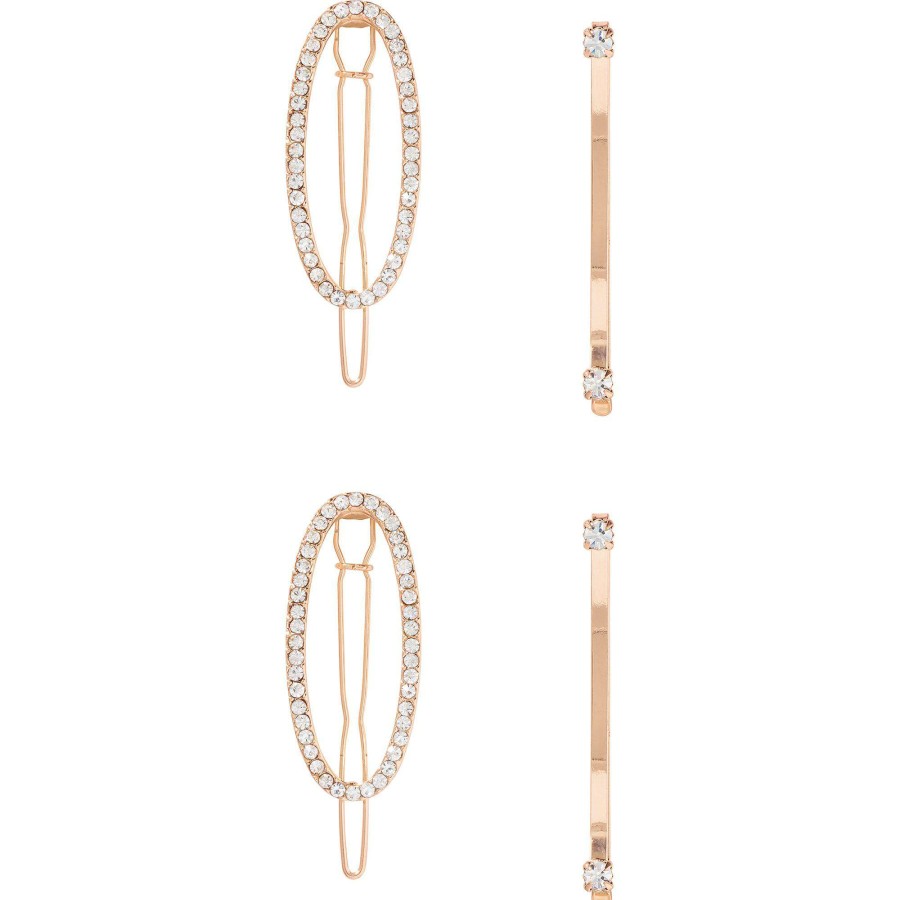 Accessories * | Gold Crystal Bobby Pin & Barrette Set Scunci Large Choice