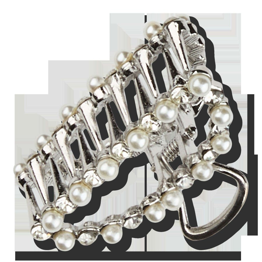 Accessories * | Elite Classic Silver-Finish Claw Hair Clip Scunci 100% Guarantee