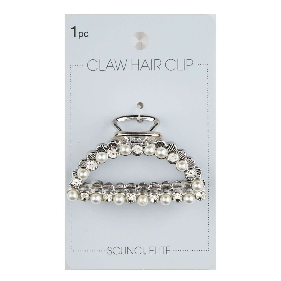 Accessories * | Elite Classic Silver-Finish Claw Hair Clip Scunci 100% Guarantee