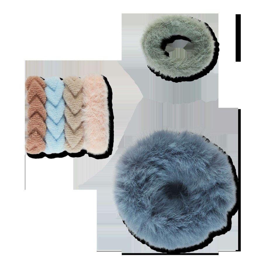 Accessories * | Pony Tail Knit & Fur Elastics Scunci Typical Style