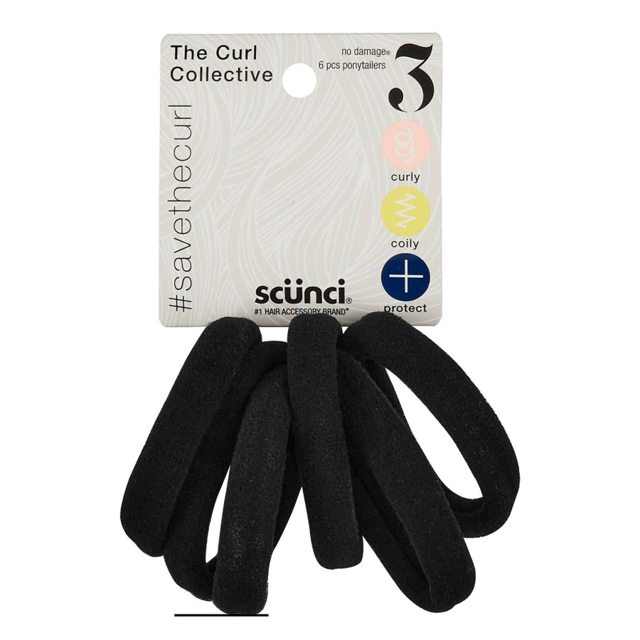 Accessories * | Curl Collective Extra Long Black Ponytail Elastics Conair 100% Guarantee