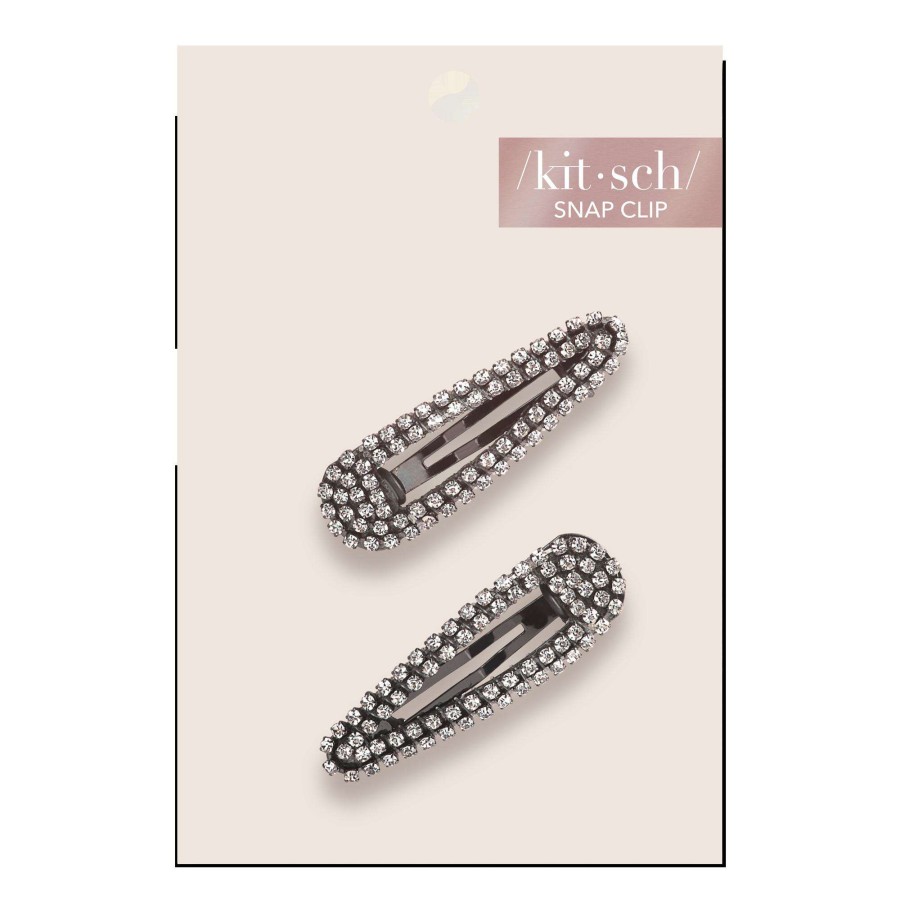 Accessories * | Mini Hematite Rhinestone Snap Clips Kitsch Best Price