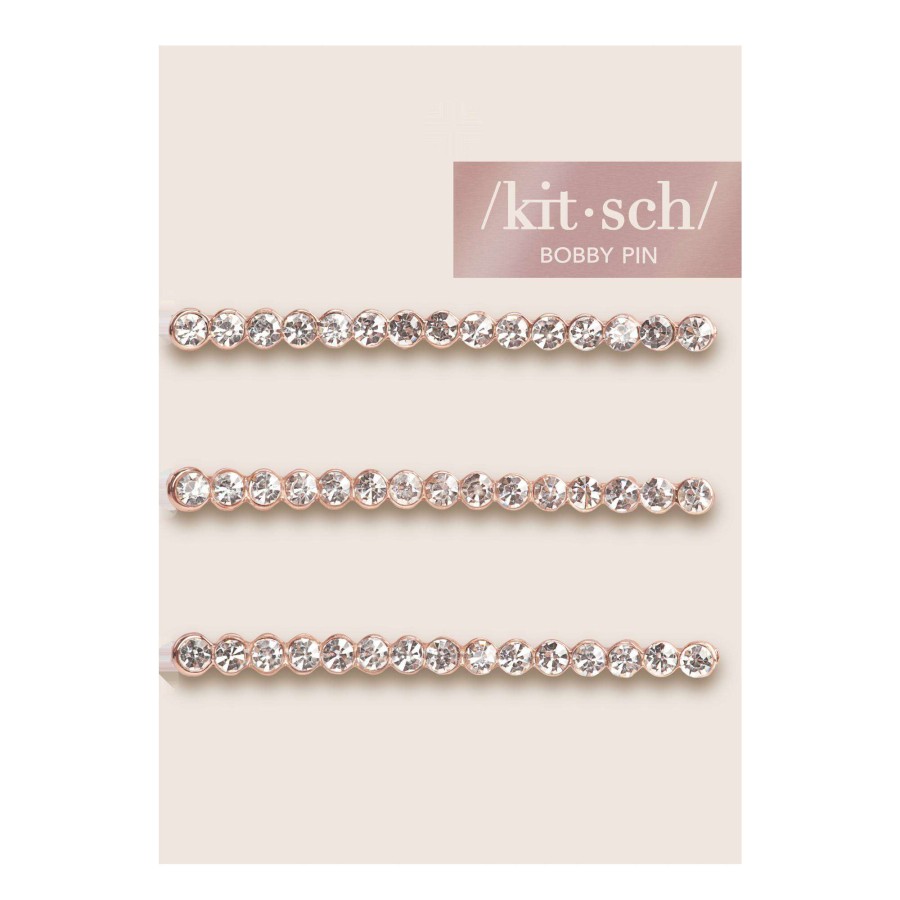 Accessories * | Rose Gold Rhinestone Bobby Pins Kitsch Best Price