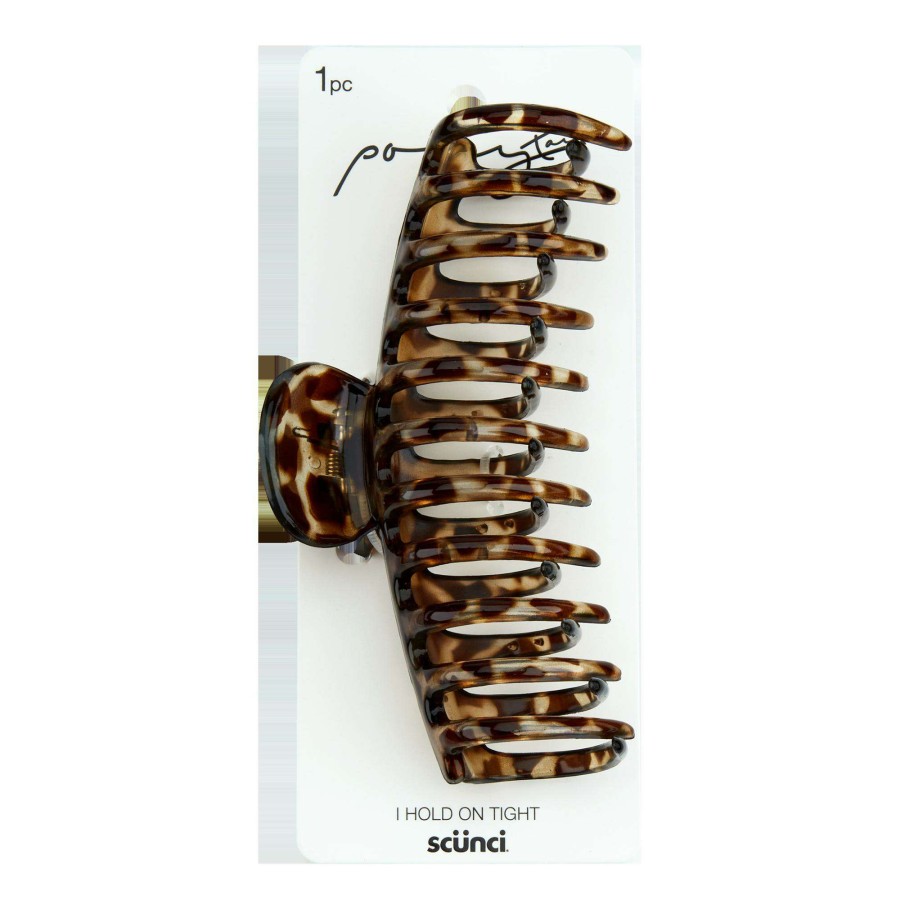 Accessories * | Tortoise Shell Barrel Claw Hair Clip Scunci Low Price