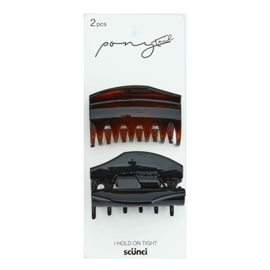 Accessories * | Black & Tortoise Claw Hair Clips Scunci Cheap Online