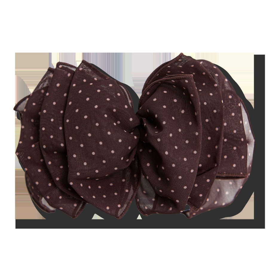 Accessories * | Chiffon Polka Dot Bow Barrette Kitsch Top Sellers