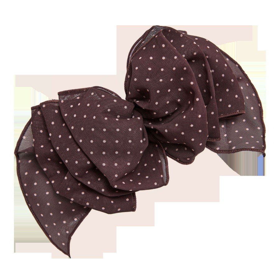 Accessories * | Chiffon Polka Dot Bow Barrette Kitsch Top Sellers