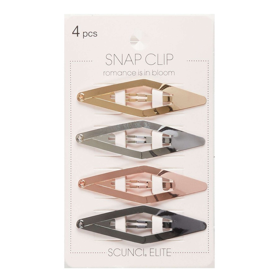 Accessories * | Elite Mixed Metal Snap Clips Scunci Tendy Style